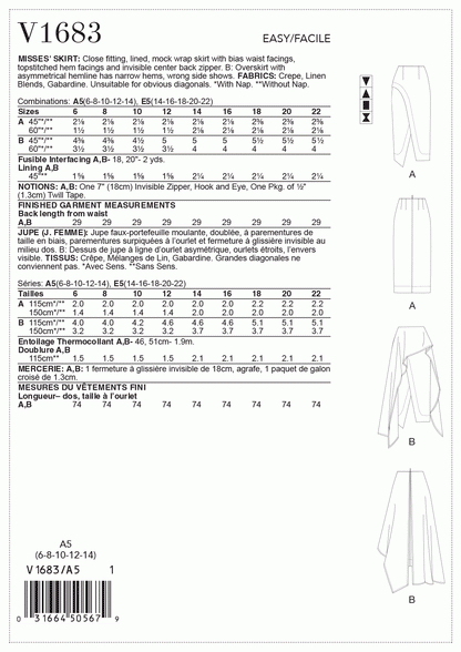 Vogue Pattern V1683 A5 (6-8-10-12-14)