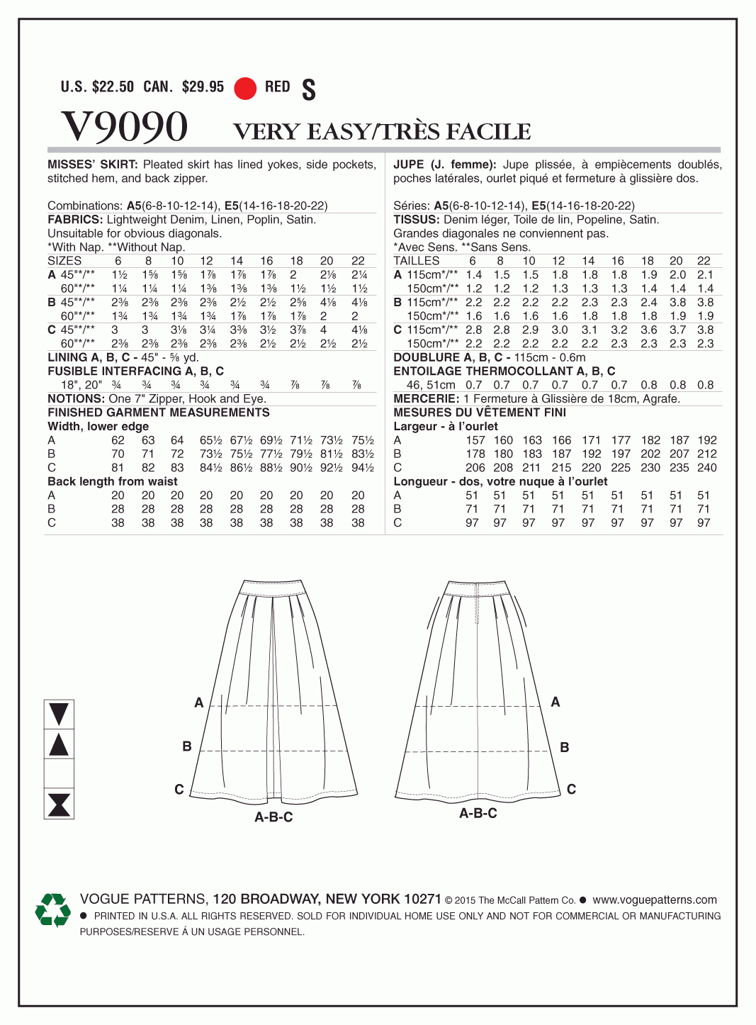 Vogue Pattern V9090 A5 (6-8-10-12-14)