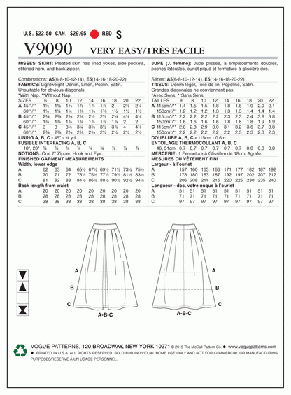 Vogue Pattern V9090 A5 (6-8-10-12-14)