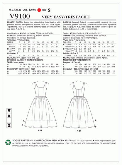 Vogue Pattern V9100 A5 (6-8-10-12-14)