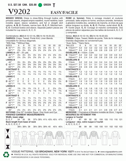 Vogue Pattern V9202 A5 (6-8-10-12-14)