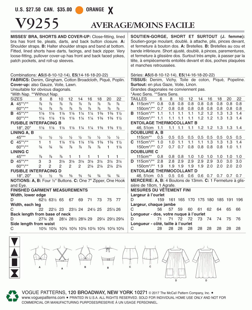 Vogue Pattern V9255 A5 (6-8-10-12-14)