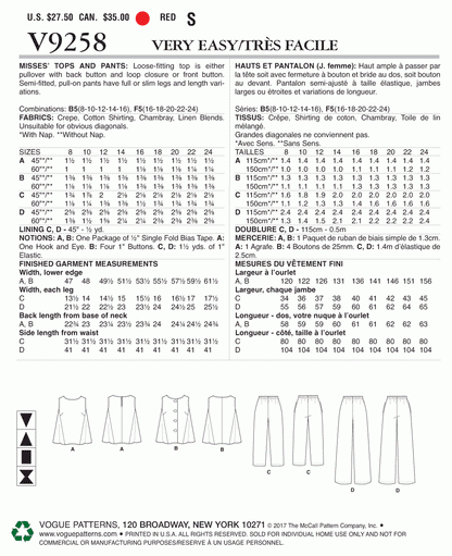 Vogue Pattern V9258 B5 (8-10-12-14-16)