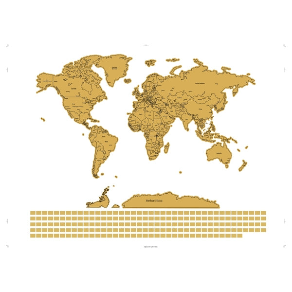 Makr Scratch Off Map of the World, Blue/Silver- 82x59cm