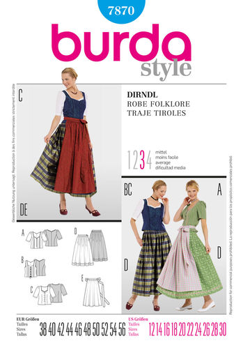 Burda Pattern 7870 Dirndl Dress