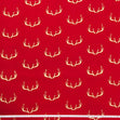 Christmas Cotton Fabric, Red Antlers Foil- Width 112cm